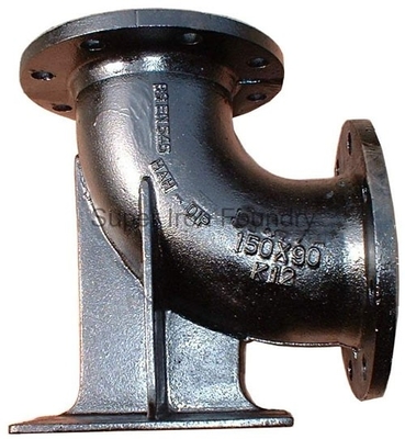 GGG40 Cast Iron Pipe Fittings Double Flanged 90 Degree Duck Foot Bend 230 Hardness